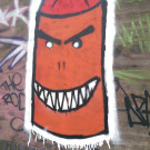 Graffiti character on some boardings